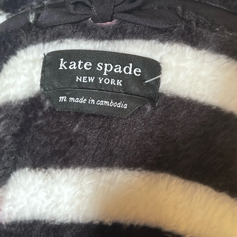 NWT Kate Spade Stripe black white  Polka Dot Robe chenille plush size Xs/small